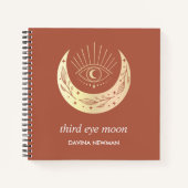 Derde oog wassende maan Boho Monogram Notitieboek (Voorkant)
