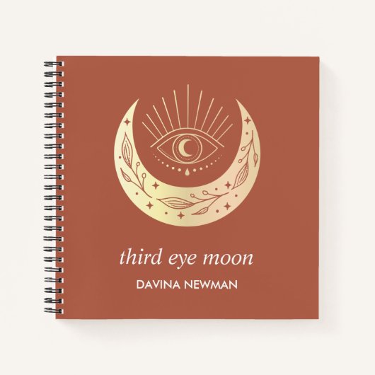 Derde oog wassende maan Boho Monogram Notitieboek (Voorkant)