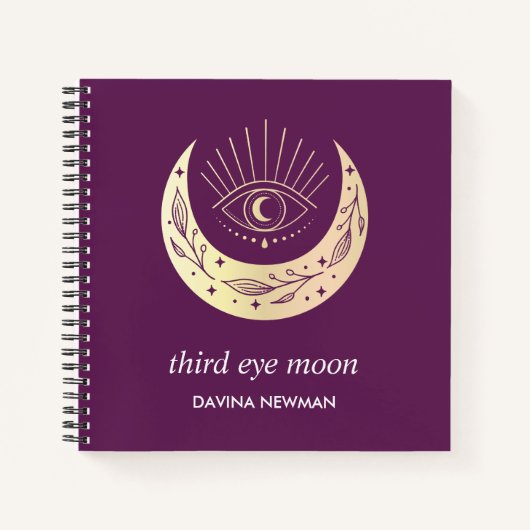 Derde ooghalve maan Boho Monogram paars Notitieboek (Voorkant)