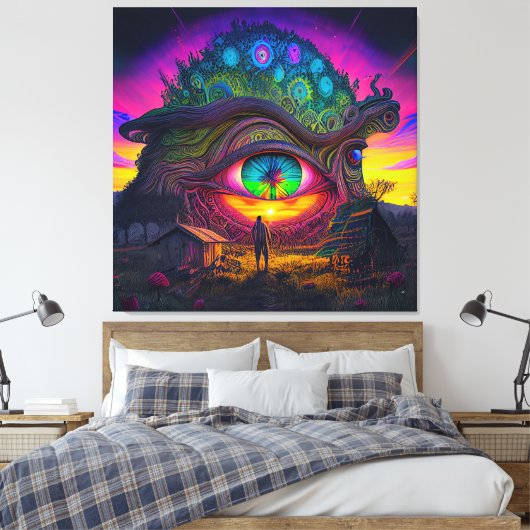 Derde oogwenk Psychedelic momenten abstract surrea Canvas Afdruk (Insitu (Slaapkamer))