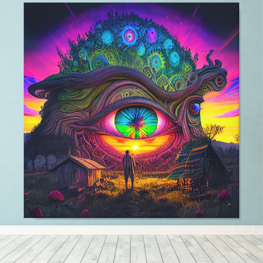 Derde oogwenk Psychedelic momenten abstract surrea Canvas Afdruk (Insitu (Houten vloer))