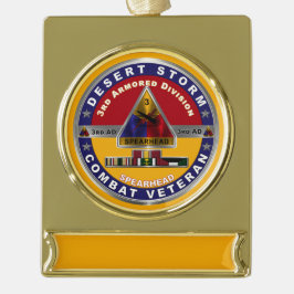 Derde pantserdivisie Desert Storm Veteraan Verguld Banner Ornament