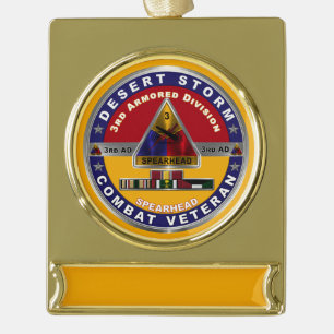 Derde pantserdivisie Desert Storm Veteraan Verguld Banner Ornament