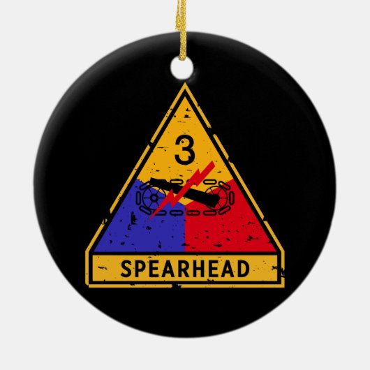 Derde Pantserdivisie - US Military "Grunge" Keramisch Ornament (Achterkant)