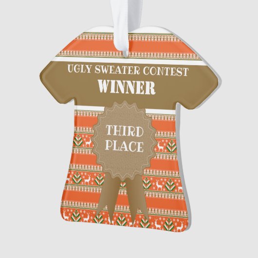 Derde plaats Lelijke Kersttrui Wedstrijd Winnaar Ornament (voorkant)