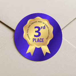 Derde plaats medaille prijs Blauw & Goud Competiti Ronde Sticker