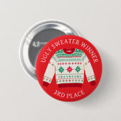 Derde plaats Ugly Sweater Winnaar | Grappige kerst Ronde Button 5,7 Cm (Voorkant /achterkant)