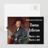 Derde President van de Verenigde StatenThomas Jeff Briefkaart (Voorkant / Achterkant)