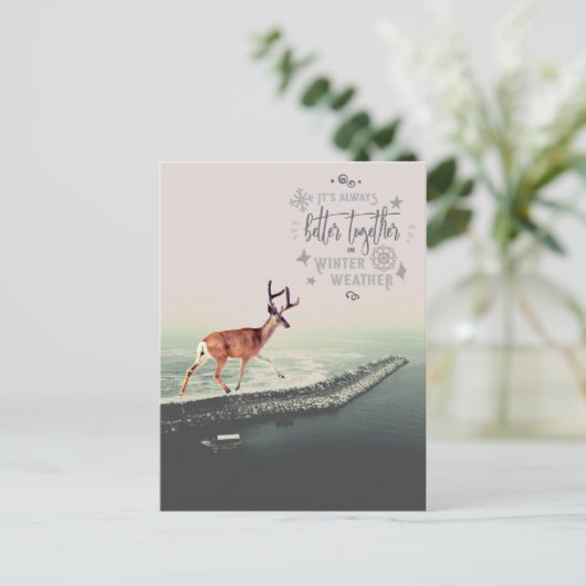 Derde rendier- en vakantiekollage briefkaart (Staand voorkant)