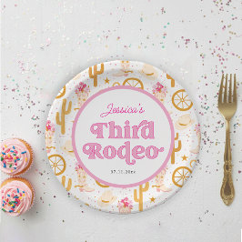 Derde Rodeo Cowgirl 3e Verjaardag Papieren Bordje