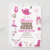 Derde Rodeo Hot Roze Western 3e Verjaardag Kaart (Voorkant)