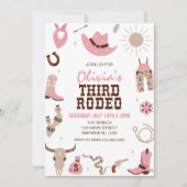 Derde Rodeo Roze Western 3e Verjaardag Kaart (Voorkant)