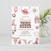 Derde Rodeo Roze Western 3e Verjaardag Kaart (Staand voorkant)