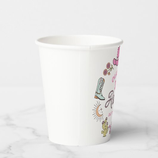 Derde Rodeo Roze Western Cowboy 3e Verjaardag Papieren Bekers (Rechts)