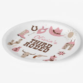 Derde Rodeo Roze Western Cowboy 3e Verjaardag Papieren Bordje (Gekanteld)