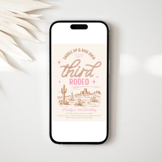 Derde Rodeo Verjaardagsuitnodiging voor meisjes Kaart