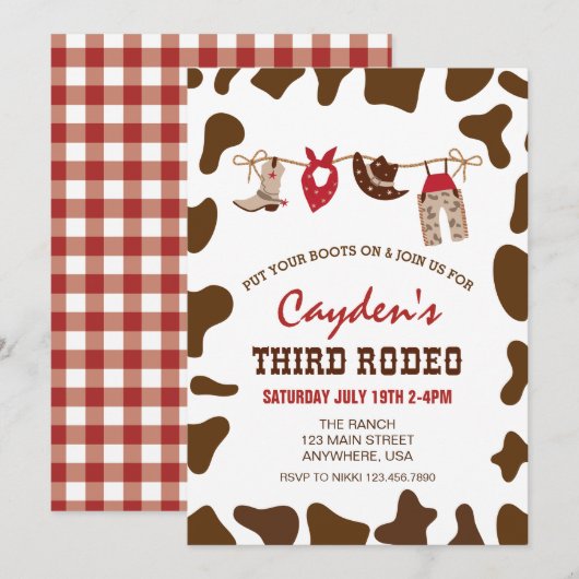 Derde Rodeo Western Cowboy 3e Verjaardag Kaart (Voorkant / Achterkant)