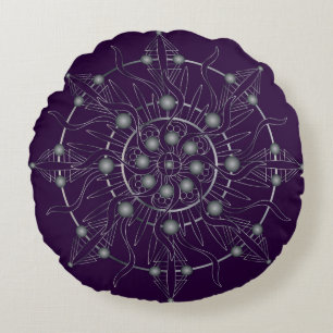 Derde ronde-Pillow van Eye Chakra Shadow Mandala Rond Kussen