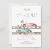 Derde ronde Race Car Twins Verjaardag uitnodiging (Voorkant)