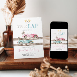 Derde ronde Race Car Twins Verjaardag uitnodiging