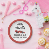 Derde ronde rond de verjaardag van de baanrace papieren bordje (Feest)