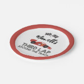 Derde ronde rond de verjaardag van de baanrace papieren bordje (Gekanteld)