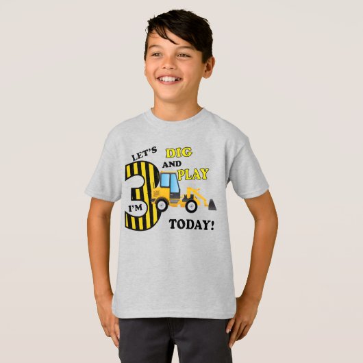 Derde shirt voor verjaardag bulldozer (Voorkant volledig)