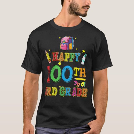 Derde team 3e graad leraar Kinderen 100e dag T-shirt (Voorkant)