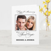 Derde trouwdag jubileum aangepaste naam/foto kaart (Gele Bloem)