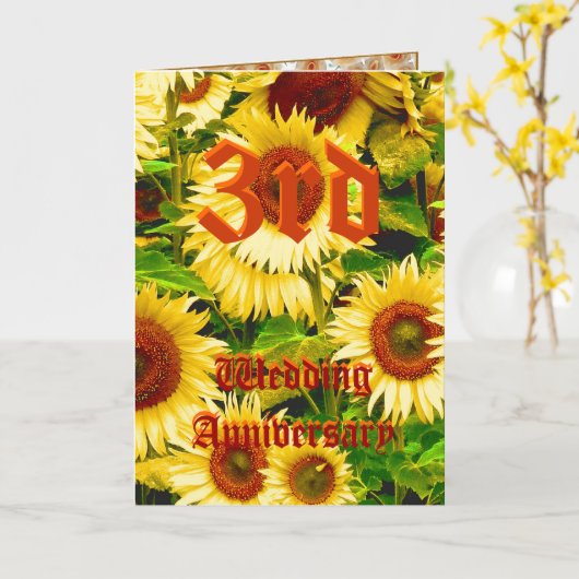 Derde trouwdag - Zonnebloem Kaart (Gele Bloem)