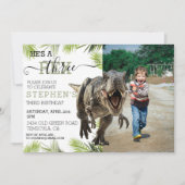 Derde Tyrannosaurus Jurassic foto verjaardag Kaart (Voorkant)