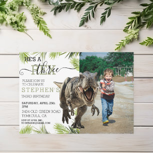 Derde Tyrannosaurus Jurassic foto verjaardag Kaart