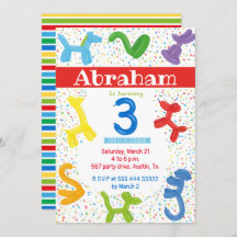 Derde uitnodiging voor ballonnen voor verjaardagsd