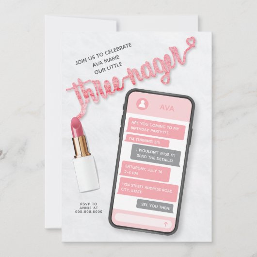 Derde uitnodiging voor de verjaardag van Threenage (Voorkant)