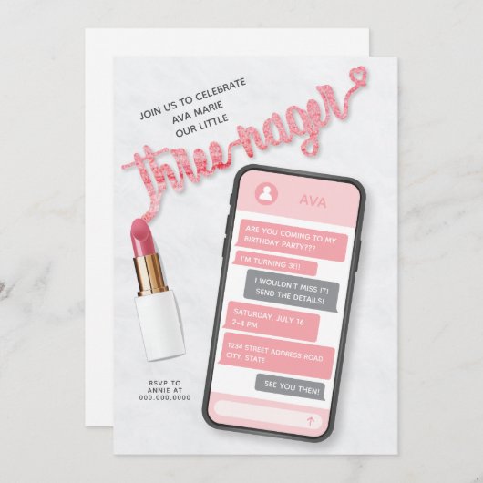 Derde uitnodiging voor de verjaardag van Threenage (Voorkant / Achterkant)