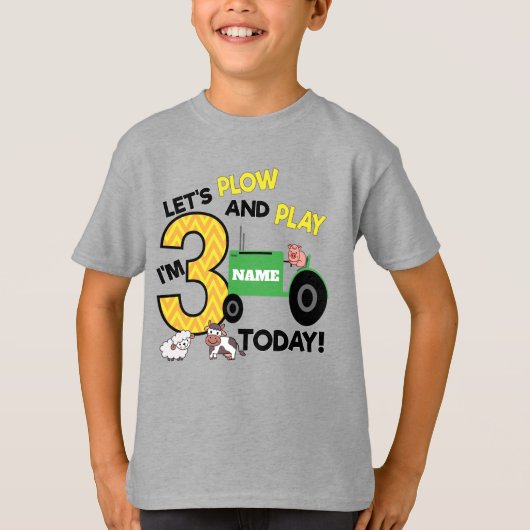 Derde verjaardag - boerderij-trekkerpartij t-shirt (Voorkant)