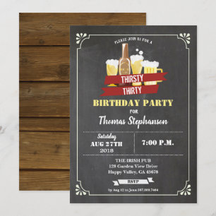 Derde verjaardag Dorst 30 retro bar bord Kaart
