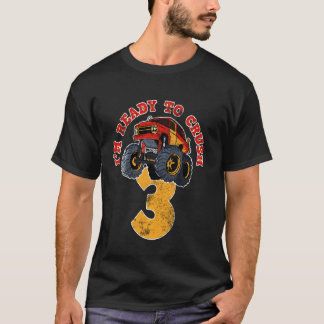 Derde verjaardag drie jaar oud Monster Trucks Vint T-shirt