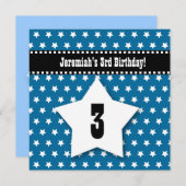 Derde verjaardag DRIE jaar oude Jongen Blue Stars  Kaart (Voorkant / Achterkant)
