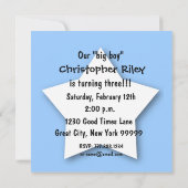 Derde verjaardag DRIE jaar oude Jongen Blue Stars  Kaart (Achterkant)