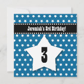 Derde verjaardag DRIE jaar oude Jongen Blue Stars  Kaart (Voorkant)