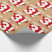 Derde verjaardag Eigen naam RED en TAN 03A Cadeaupapier (Hoek)