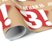 Derde verjaardag Eigen naam RED en TAN 03A Cadeaupapier (Rol Hoek)