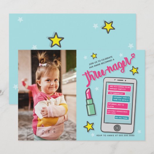 Derde verjaardag Foto van Threenager 3 Kaart (Voorkant / Achterkant)