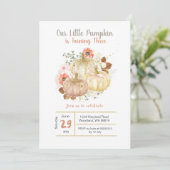 Derde Verjaardag Gouden Pompoenen Bloemen Kaart (Staand voorkant)
