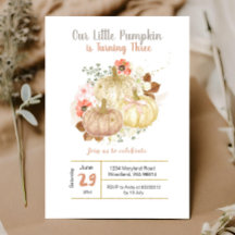 Derde Verjaardag Gouden Pompoenen Bloemen