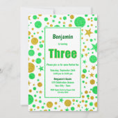 Derde verjaardag: Groene en goudvlekken en sterren Kaart (Voorkant)