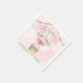 Derde Verjaardag Hete Luchtballon Mint Roze Perzik Servet (Hoek)