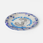 Derde verjaardag jongens drie jaar oud feest papieren bordje (Gekanteld)