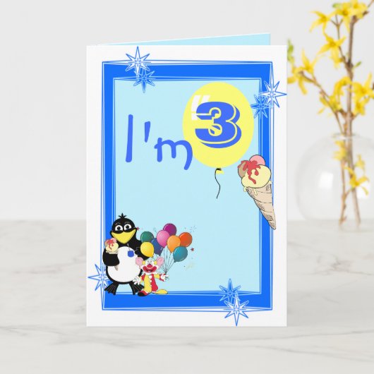 Derde verjaardag kaart (Gele Bloem)